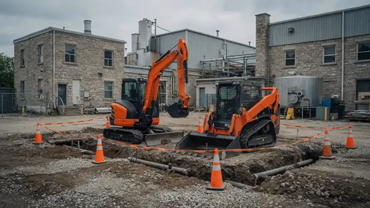 Downtown Guelph streetscape where aging pipes and rebuild work meet
