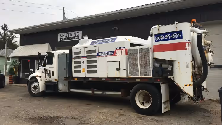 Neutrino Construction Vacmasters hydrovac truck at our Acton shop