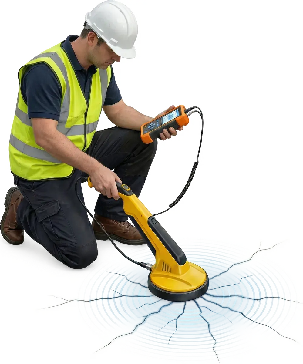Acoustic leak detection gear used before opening Georgetown pavement
