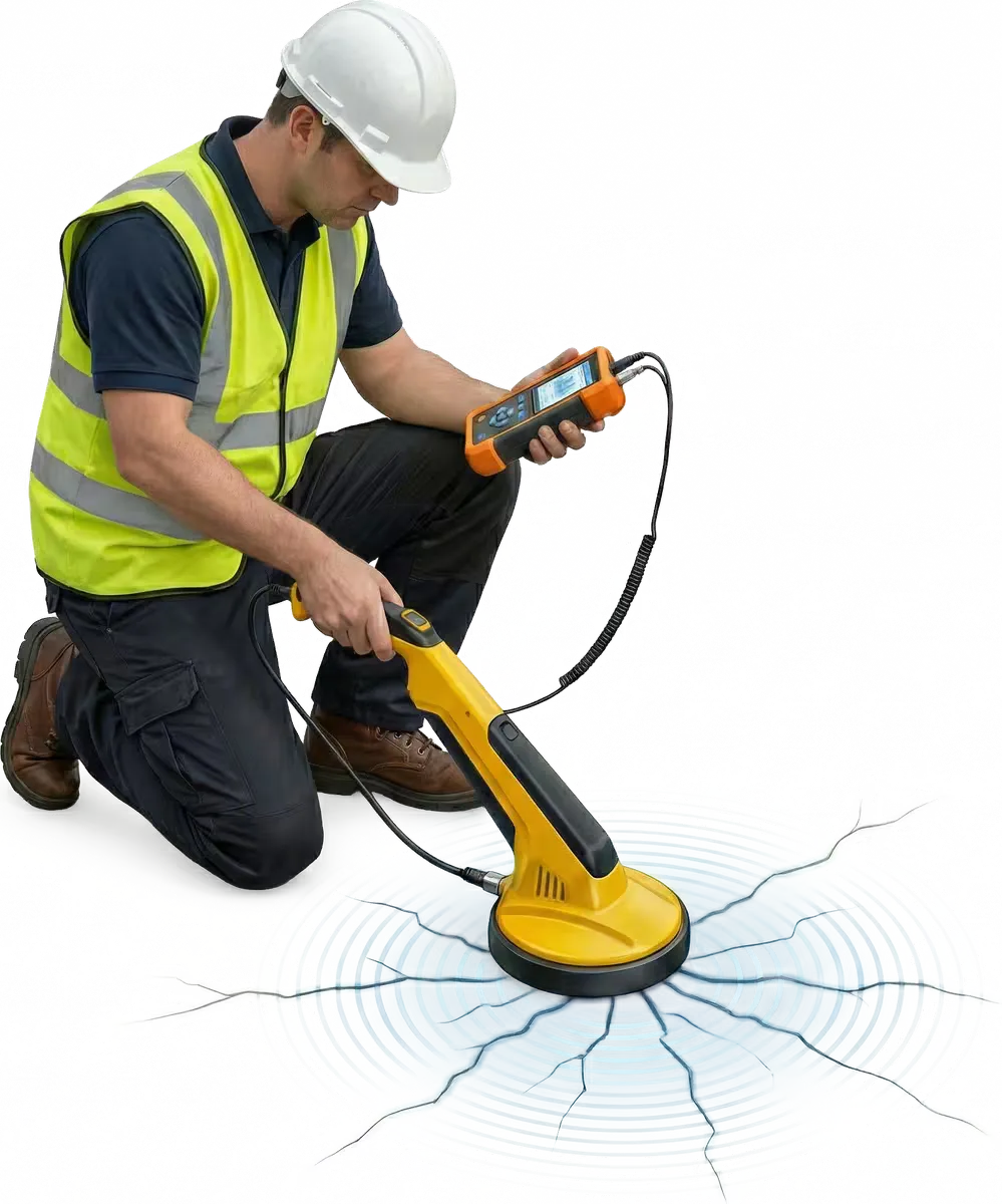 Acoustic leak detection gear used before opening Georgetown pavement